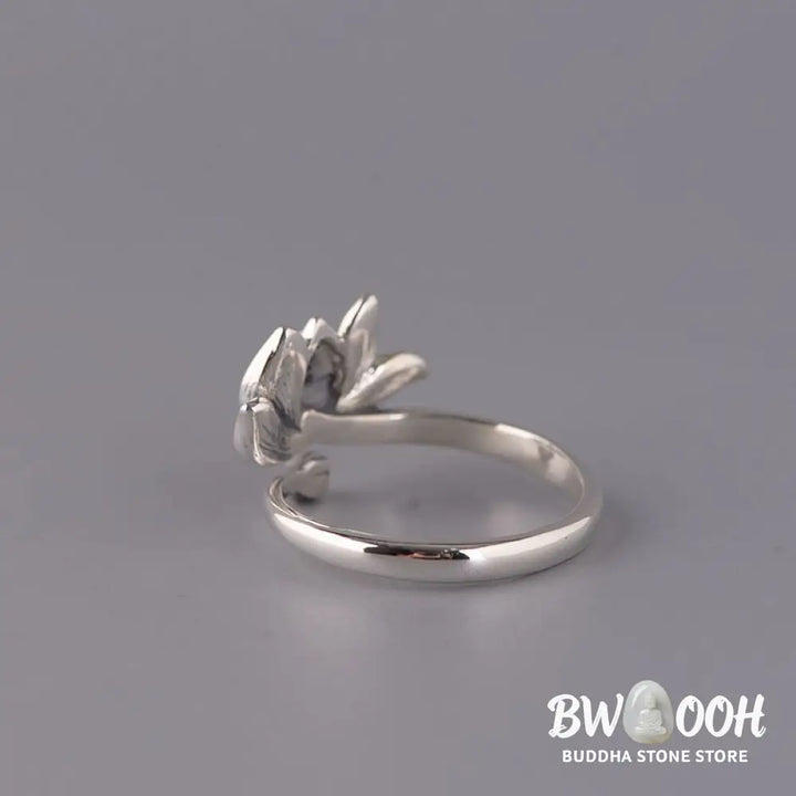 Buddha Stones 925 Sterling Silver Lotus Flower New Beginning Adjustable Ring - BWOOOH - LOTUS(Enlightenment♥New