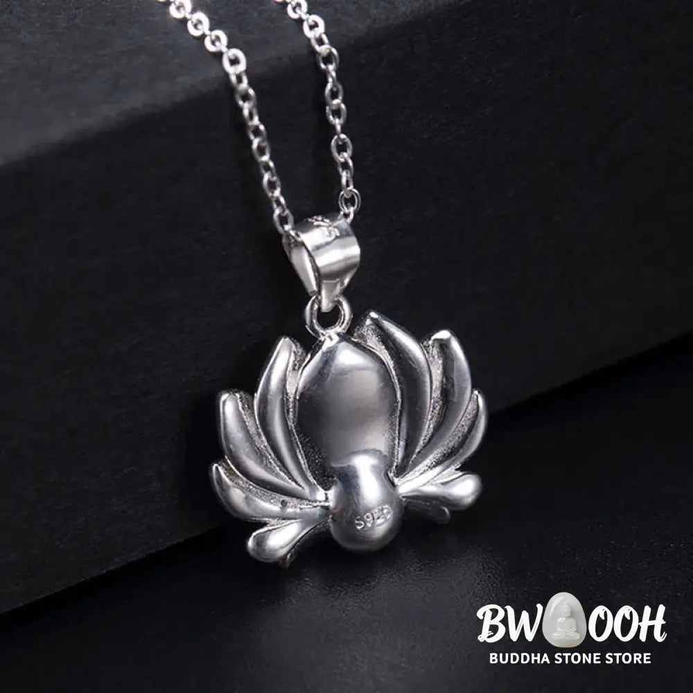 Buddha Stones 925 Sterling Silver Lotus Flower Pearl Wealth Necklace Pendant - BWOOOH - Pearl (Happiness ♥ Calm)