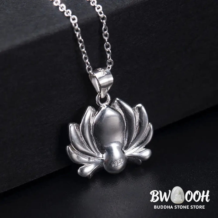 Buddha Stones 925 Sterling Silver Lotus Flower Pearl Wealth Necklace Pendant - BWOOOH - Pearl (Happiness ♥ Calm)