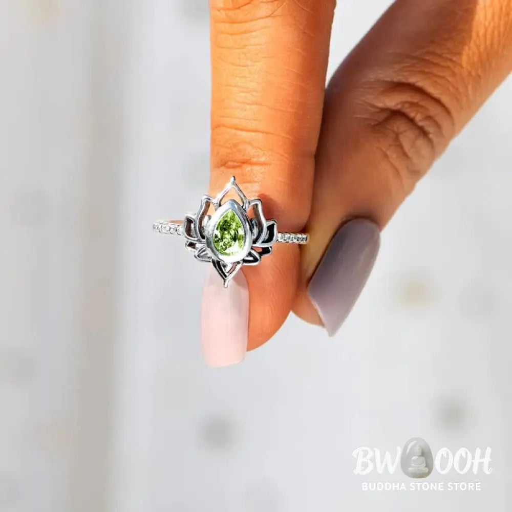 Buddha Stones 925 Sterling Silver Lotus Zircon Blessing Protection Ring - BWOOOH - Ring