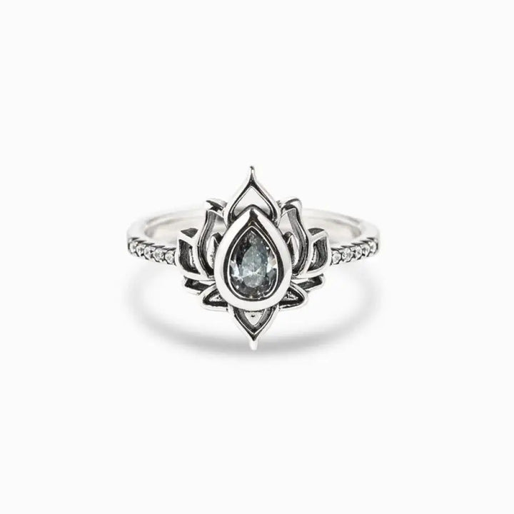 Buddha Stones 925 Sterling Silver Lotus Zircon Blessing Protection Ring - BWOOOH - Silver / US5 - Ring