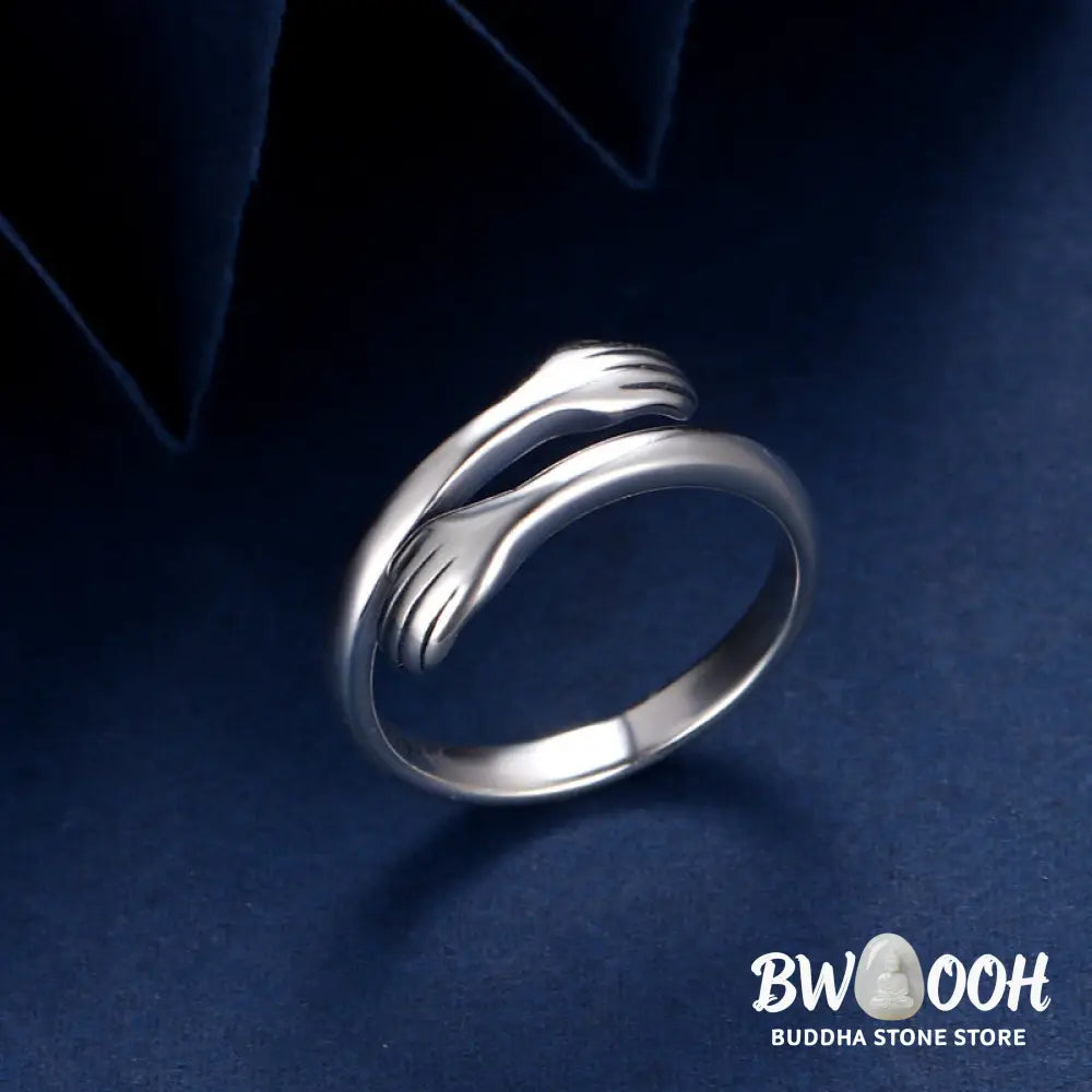 Buddha Stones 925 Sterling Silver Love Hug Thumb Ring - BWOOOH - Silver - Rings