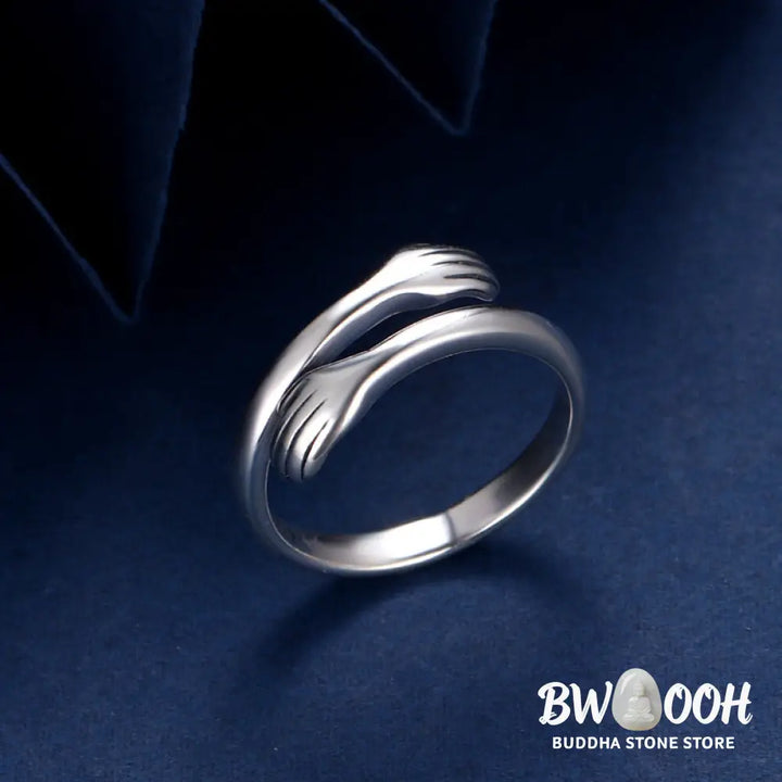 Buddha Stones 925 Sterling Silver Love Hug Thumb Ring - BWOOOH - Silver - Rings
