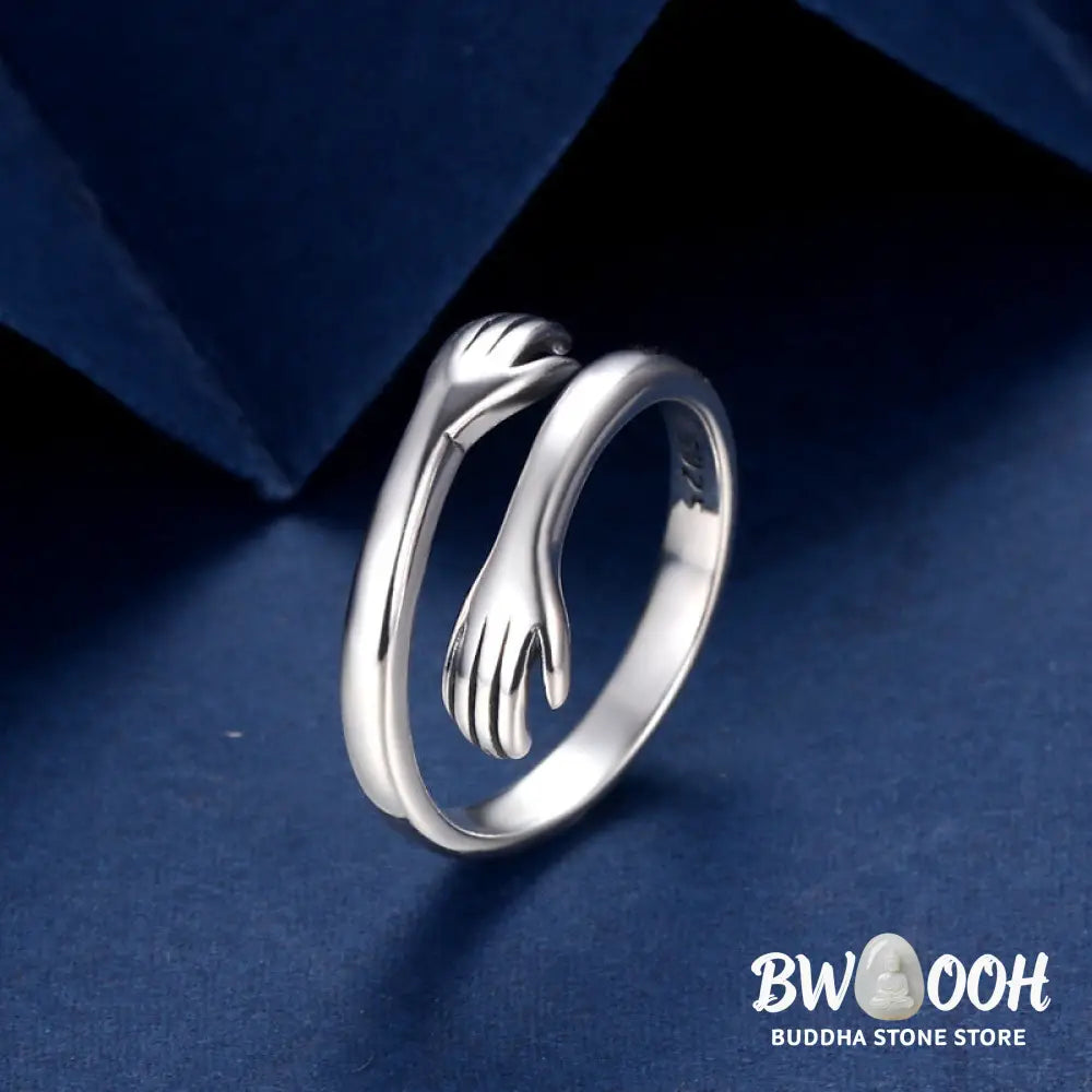 Buddha Stones 925 Sterling Silver Love Hug Thumb Ring - BWOOOH - Silver - Rings