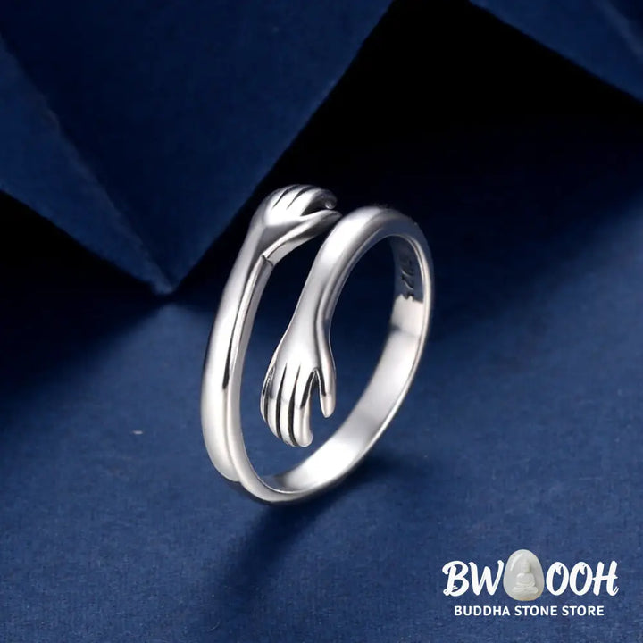 Buddha Stones 925 Sterling Silver Love Hug Thumb Ring - BWOOOH - Silver - Rings