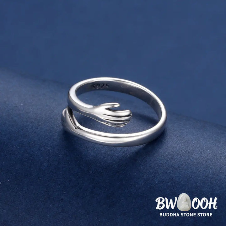 Buddha Stones 925 Sterling Silver Love Hug Thumb Ring - BWOOOH - Silver - Rings