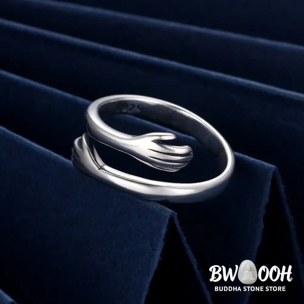 Buddha Stones 925 Sterling Silver Love Hug Thumb Ring - BWOOOH - Silver - Rings