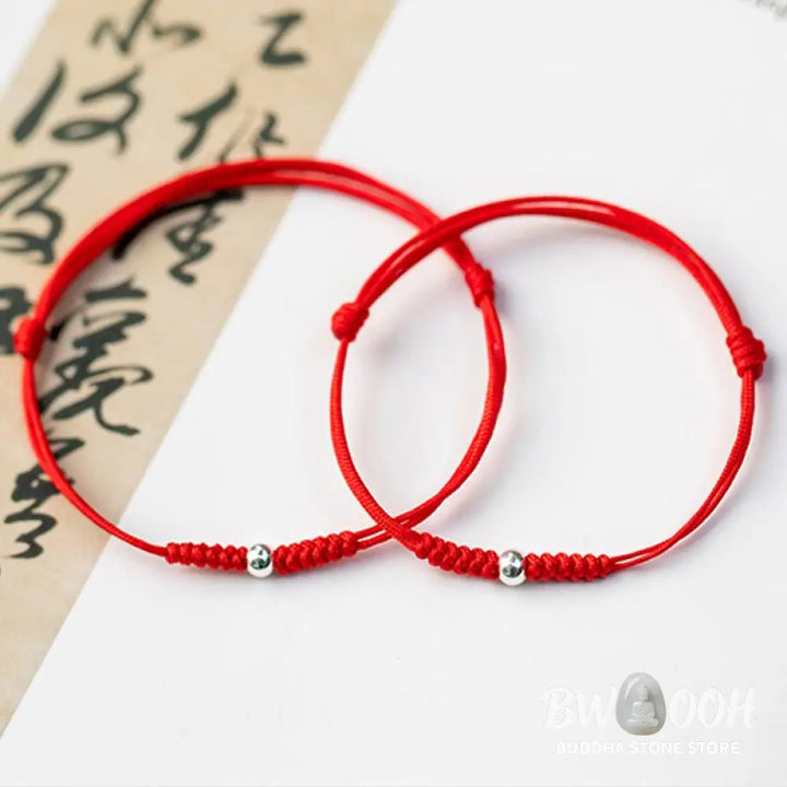 Buddha Stones 925 Sterling Silver Luck Bead Protection Red String Braided Bracelet - BWOOOH - Bracelet