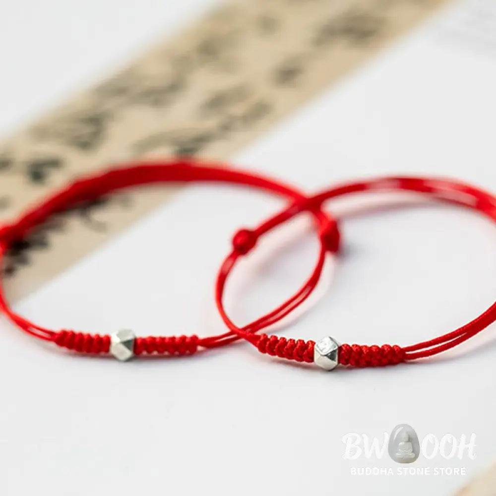 Buddha Stones 925 Sterling Silver Luck Bead Protection Red String Braided Bracelet - BWOOOH - Bracelet