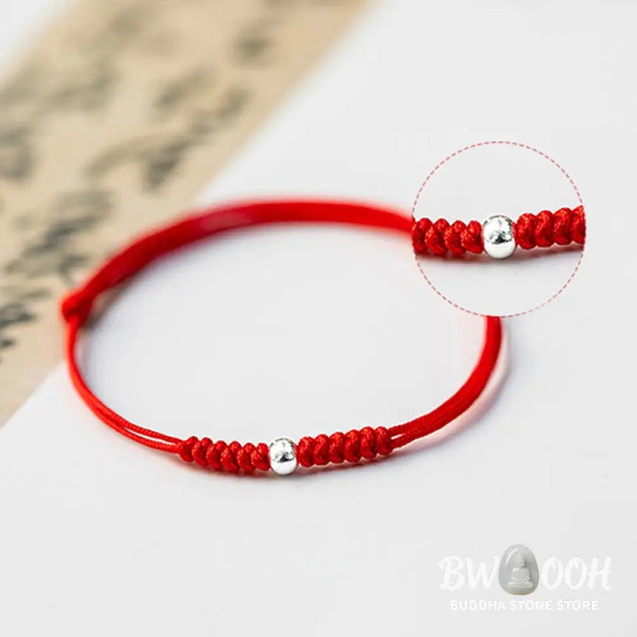 Buddha Stones 925 Sterling Silver Luck Bead Protection Red String Braided Bracelet - BWOOOH - Bracelet