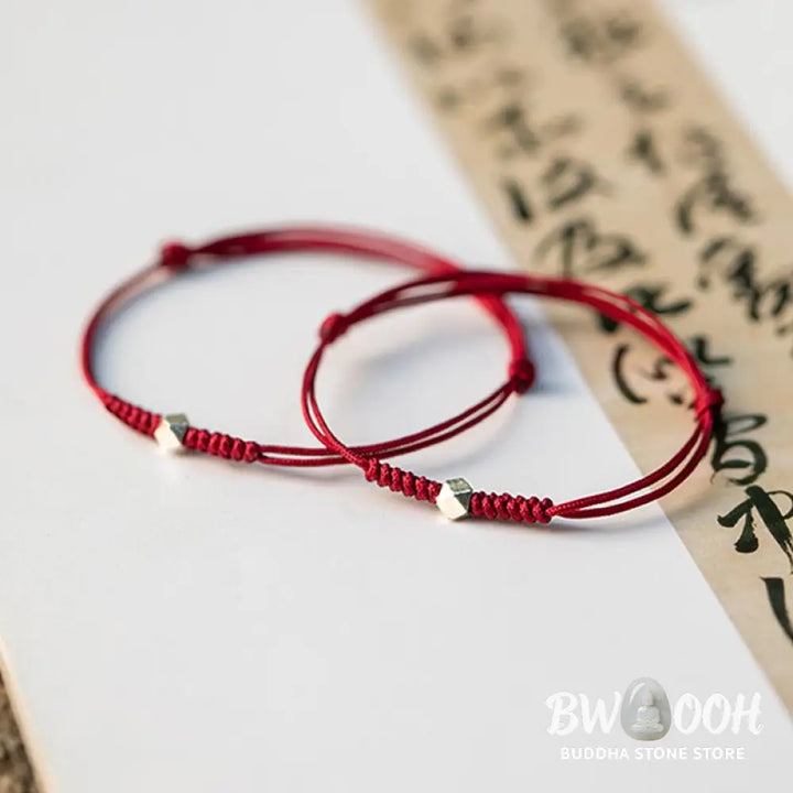 Buddha Stones 925 Sterling Silver Luck Bead Protection Red String Braided Bracelet - BWOOOH - Bracelet