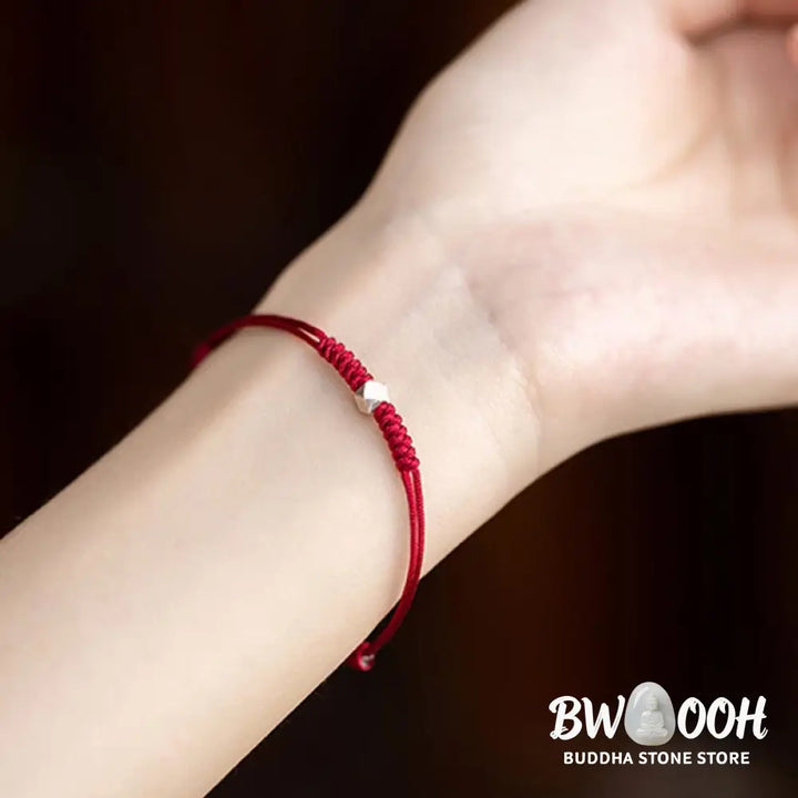 Buddha Stones 925 Sterling Silver Luck Bead Protection Red String Braided Bracelet - BWOOOH - Bracelet