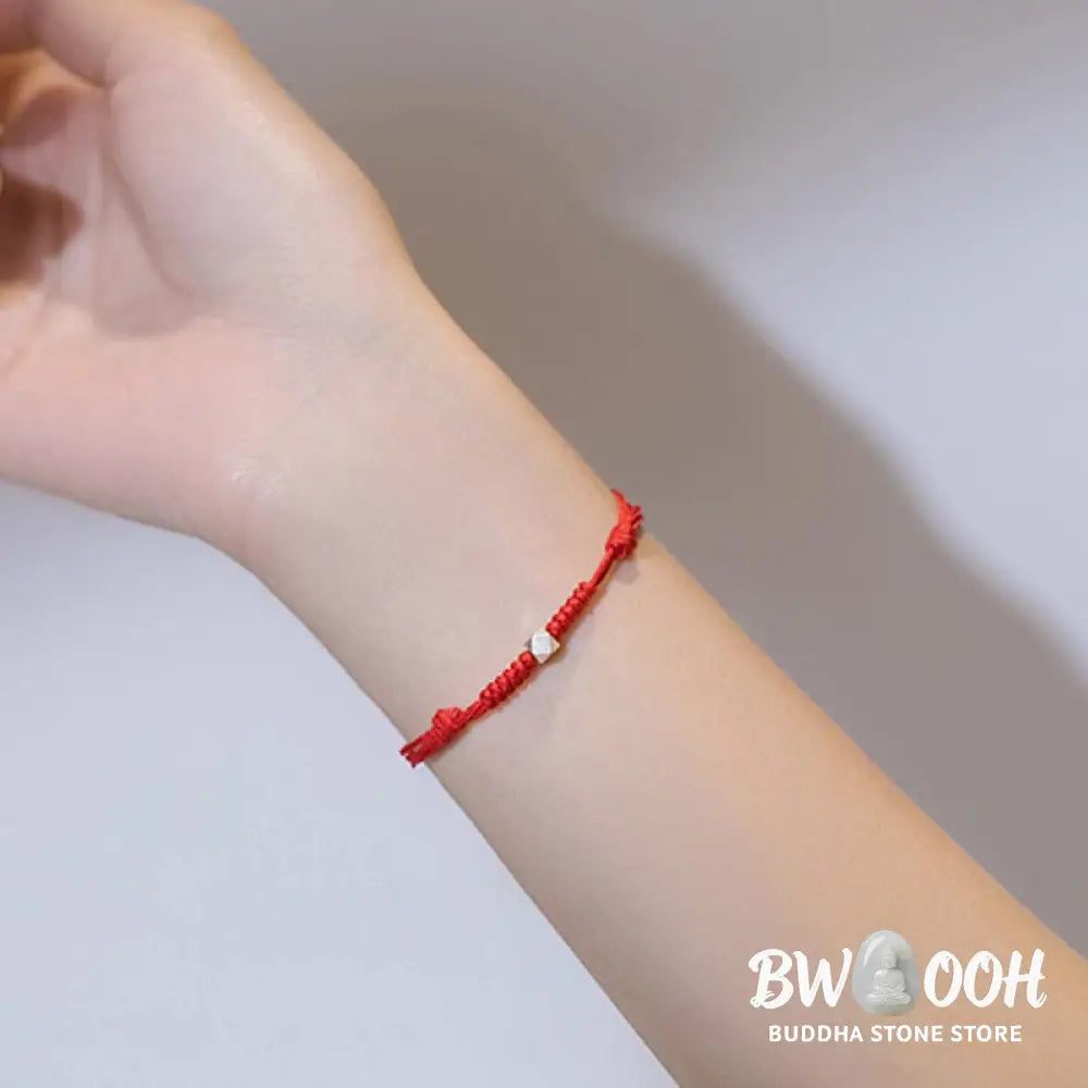 Buddha Stones 925 Sterling Silver Luck Bead Protection Red String Braided Bracelet - BWOOOH - Bracelet