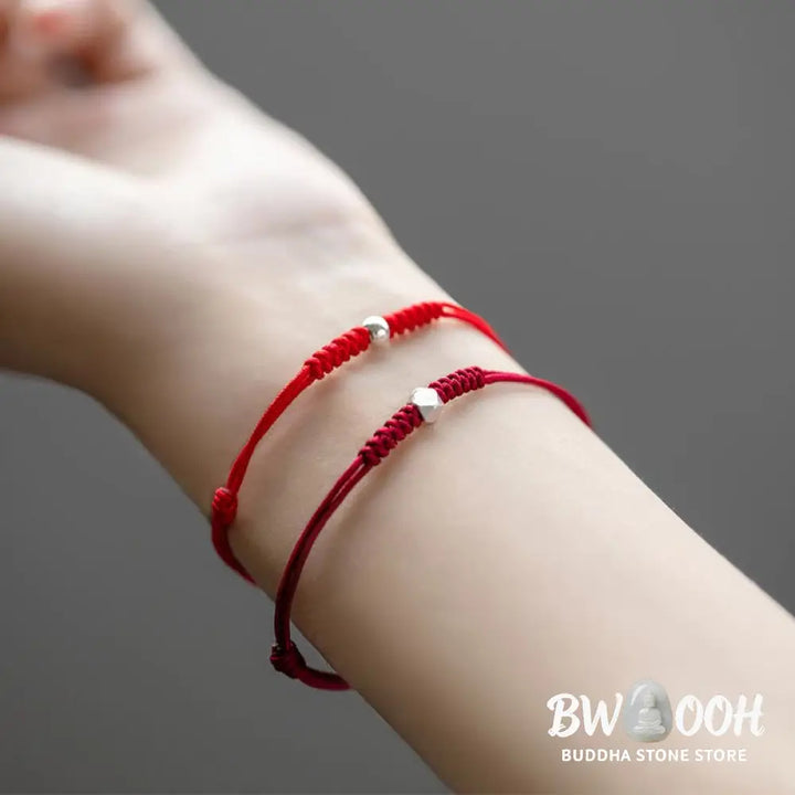 Buddha Stones 925 Sterling Silver Luck Bead Protection Red String Braided Bracelet - BWOOOH - Bracelet
