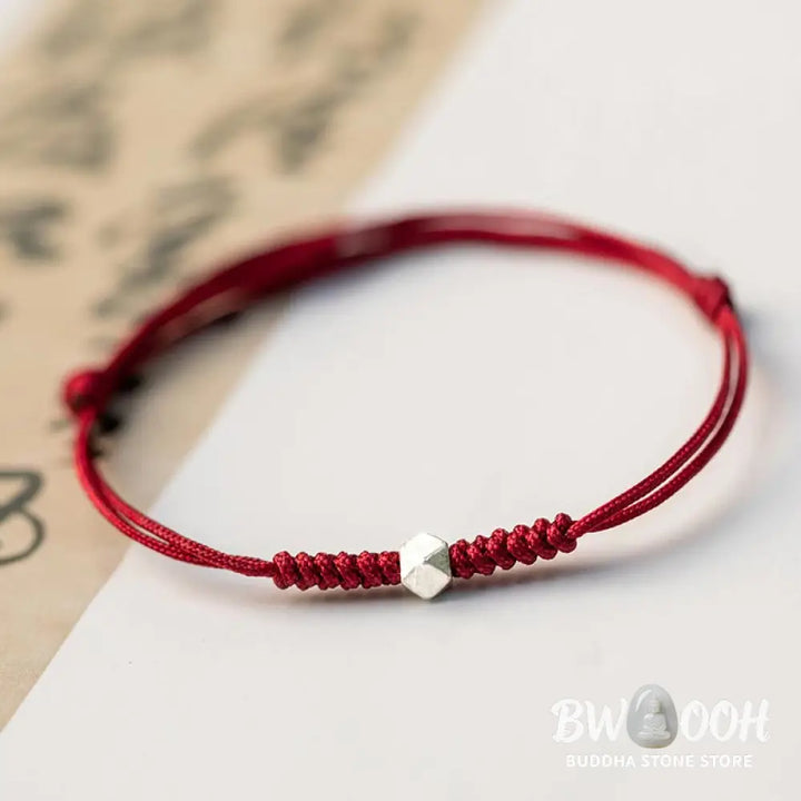 Buddha Stones 925 Sterling Silver Luck Bead Protection Red String Braided Bracelet - BWOOOH - Bracelet