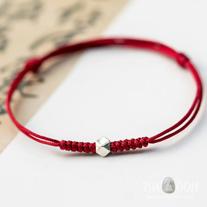 Buddha Stones 925 Sterling Silver Luck Bead Protection Red String Braided Bracelet - BWOOOH - Bracelet