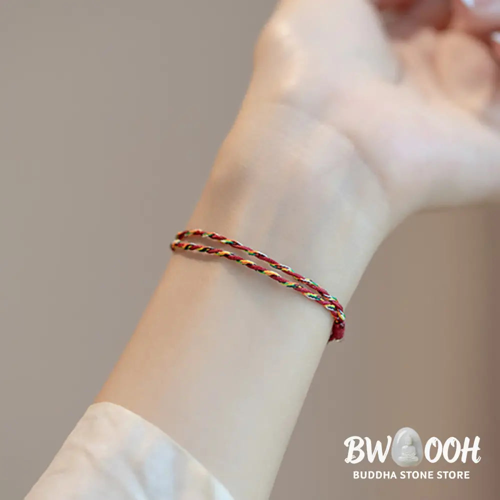 Buddha Stones 925 Sterling Silver Luck Koi Fish Braided Colorful String Bracelet Anklet - BWOOOH - Bracelet