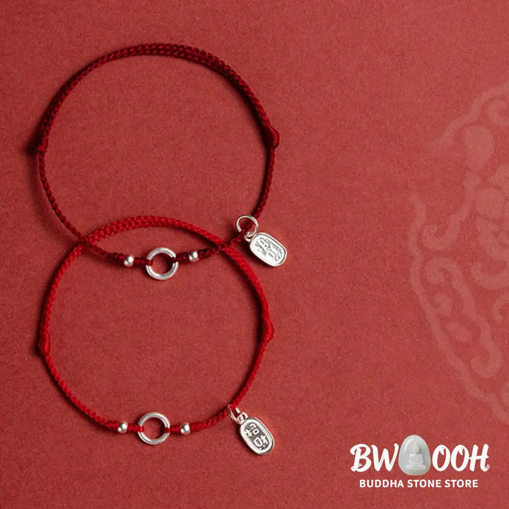 Buddha Stones 925 Sterling Silver Lucky Fortune Peace Joy Lotus Peace Buckle Red String Bracelet - BWOOOH - Bracelet