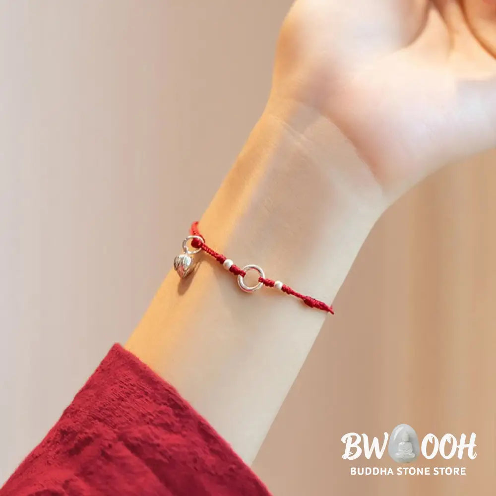 Buddha Stones 925 Sterling Silver Lucky Fortune Peace Joy Lotus Peace Buckle Red String Bracelet - BWOOOH - Bracelet