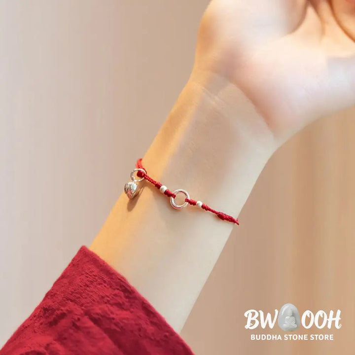Buddha Stones 925 Sterling Silver Lucky Fortune Peace Joy Lotus Peace Buckle Red String Bracelet - BWOOOH - Bracelet