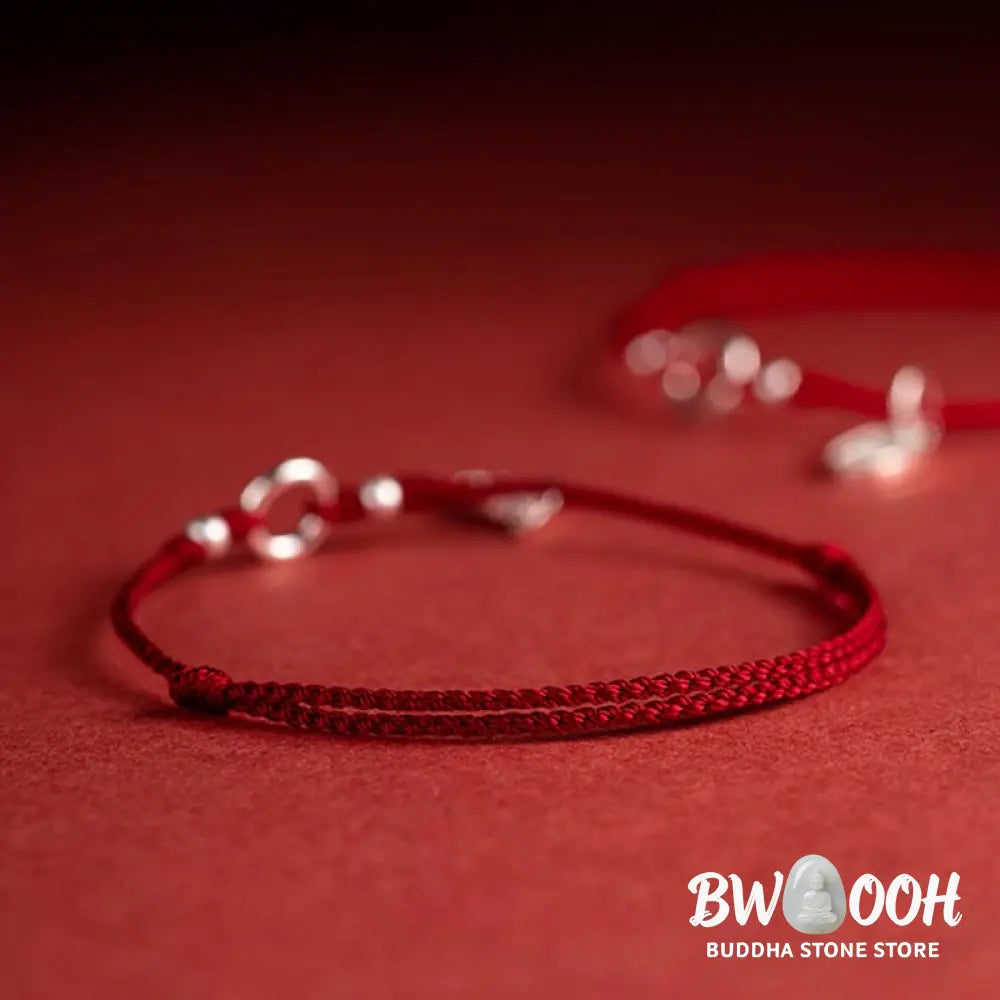 Buddha Stones 925 Sterling Silver Lucky Fortune Peace Joy Lotus Peace Buckle Red String Bracelet - BWOOOH - Bracelet