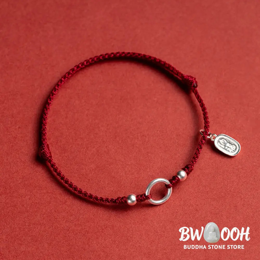 Buddha Stones 925 Sterling Silver Lucky Fortune Peace Joy Lotus Peace Buckle Red String Bracelet - BWOOOH - Bracelet