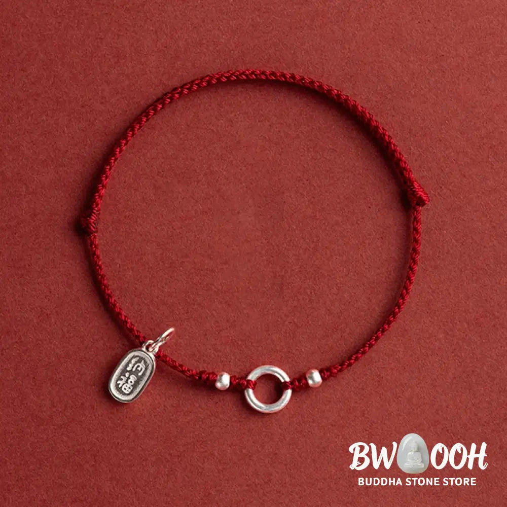 Buddha Stones 925 Sterling Silver Lucky Fortune Peace Joy Lotus Peace Buckle Red String Bracelet - BWOOOH - Bracelet