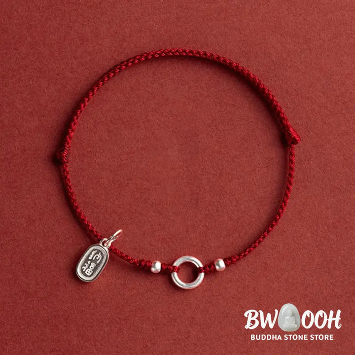 Buddha Stones 925 Sterling Silver Lucky Fortune Peace Joy Lotus Peace Buckle Red String Bracelet - BWOOOH - Bracelet