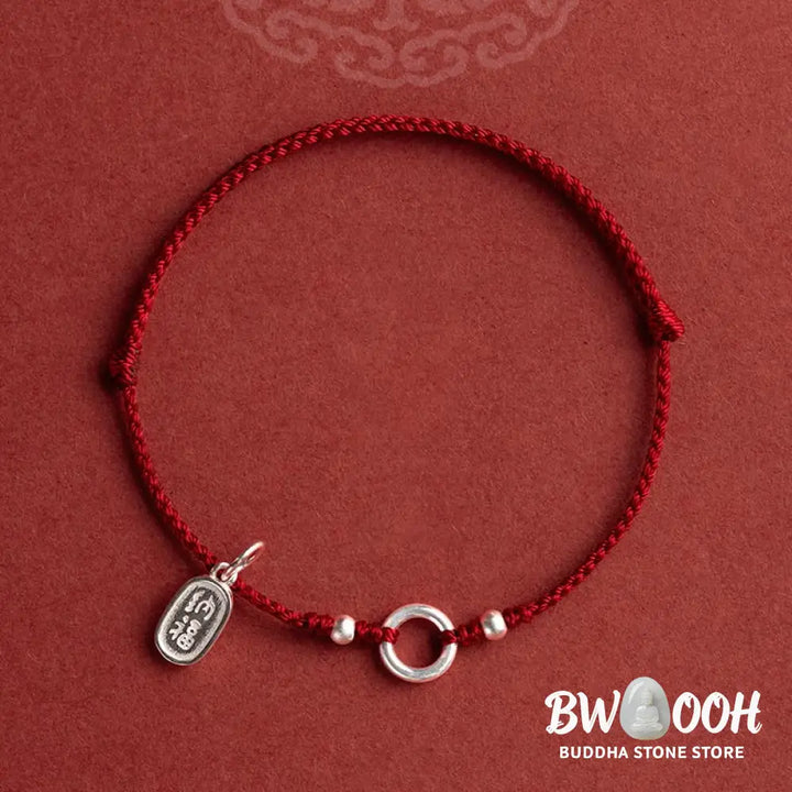 Buddha Stones 925 Sterling Silver Lucky Fortune Peace Joy Lotus Peace Buckle Red String Bracelet - BWOOOH - Bracelet