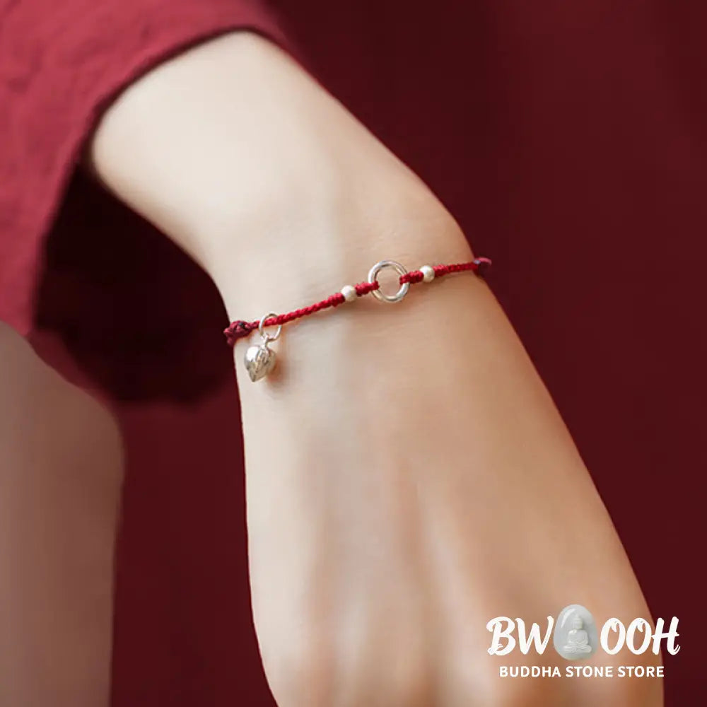 Buddha Stones 925 Sterling Silver Lucky Fortune Peace Joy Lotus Peace Buckle Red String Bracelet - BWOOOH - Bracelet