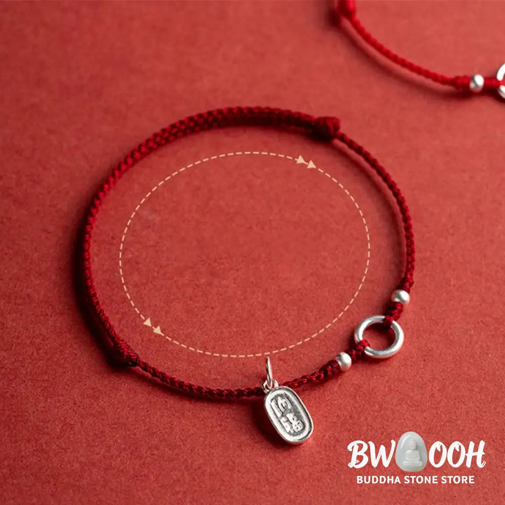 Buddha Stones 925 Sterling Silver Lucky Fortune Peace Joy Lotus Peace Buckle Red String Bracelet - BWOOOH - Bracelet