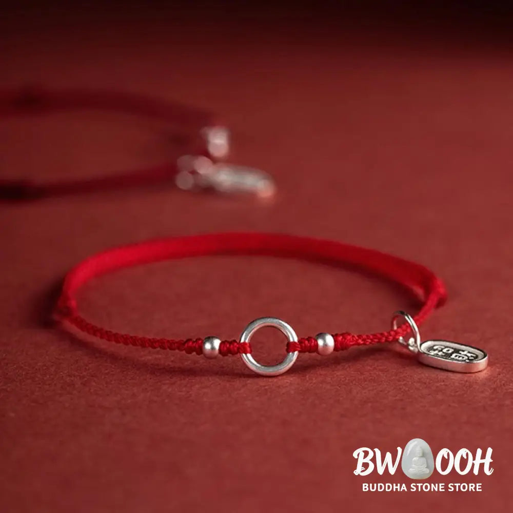 Buddha Stones 925 Sterling Silver Lucky Fortune Peace Joy Lotus Peace Buckle Red String Bracelet - BWOOOH - Bracelet