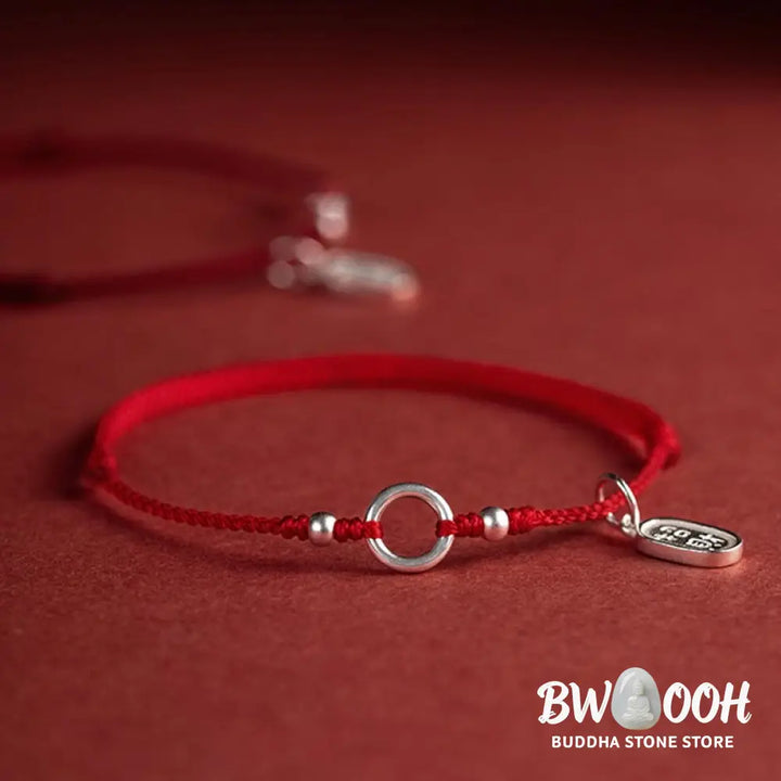 Buddha Stones 925 Sterling Silver Lucky Fortune Peace Joy Lotus Peace Buckle Red String Bracelet - BWOOOH - Bracelet