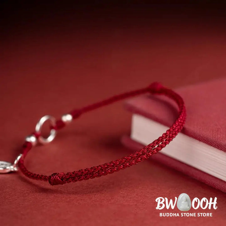 Buddha Stones 925 Sterling Silver Lucky Fortune Peace Joy Lotus Peace Buckle Red String Bracelet - BWOOOH - Bracelet