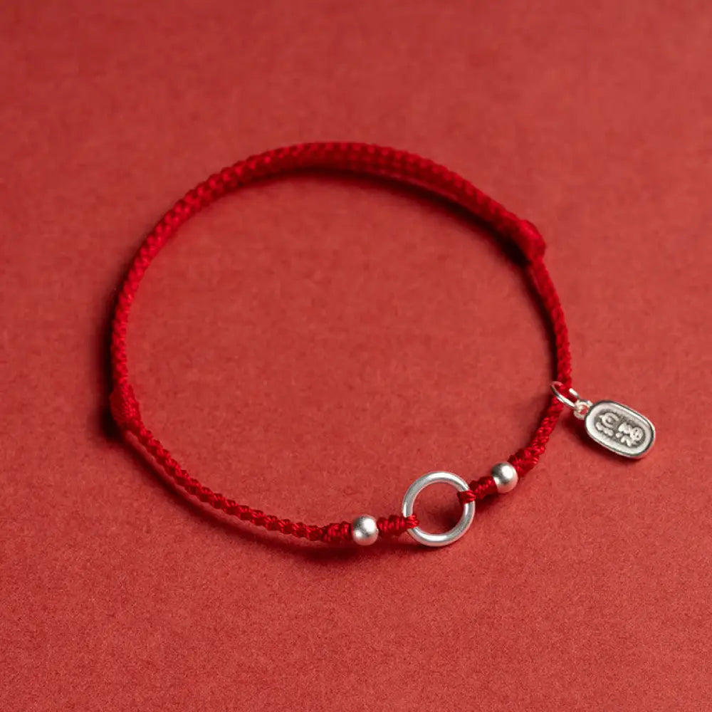 Buddha Stones 925 Sterling Silver Lucky Fortune Peace Joy Lotus Peace Buckle Red String Bracelet - BWOOOH - Red(Wrist