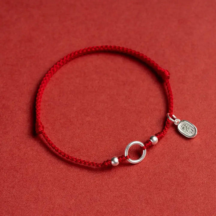 Buddha Stones 925 Sterling Silver Lucky Fortune Peace Joy Lotus Peace Buckle Red String Bracelet - BWOOOH - Red(Wrist