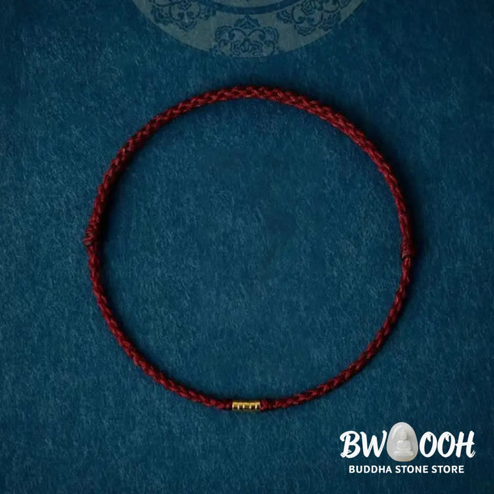 Buddha Stones 925 Sterling Silver Lucky Golden Bead Braided String Bracelet Anklet - BWOOOH - Bracelet