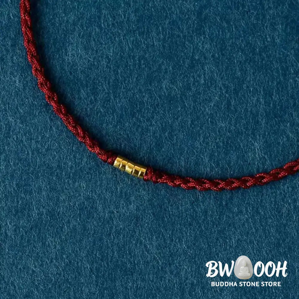 Buddha Stones 925 Sterling Silver Lucky Golden Bead Braided String Bracelet Anklet - BWOOOH - Bracelet