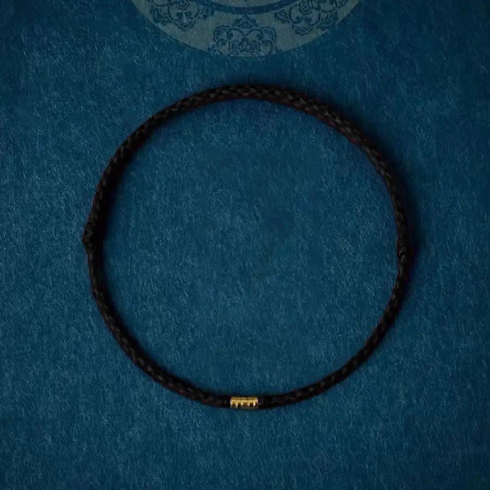 Buddha Stones 925 Sterling Silver Lucky Golden Bead Braided String Bracelet Anklet - BWOOOH - Black / Bracelet(Wrist