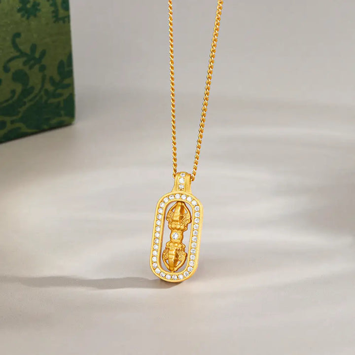 Buddha Stones 925 Sterling Silver Mini PiXiu Dorje Vajra Wealth Necklace Pendant - BWOOOH - Golden / Vajra - Necklaces