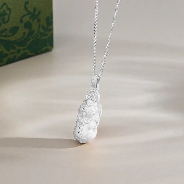 Buddha Stones 925 Sterling Silver Mini PiXiu Dorje Vajra Wealth Necklace Pendant - BWOOOH - Silver / Pixiu - Necklaces