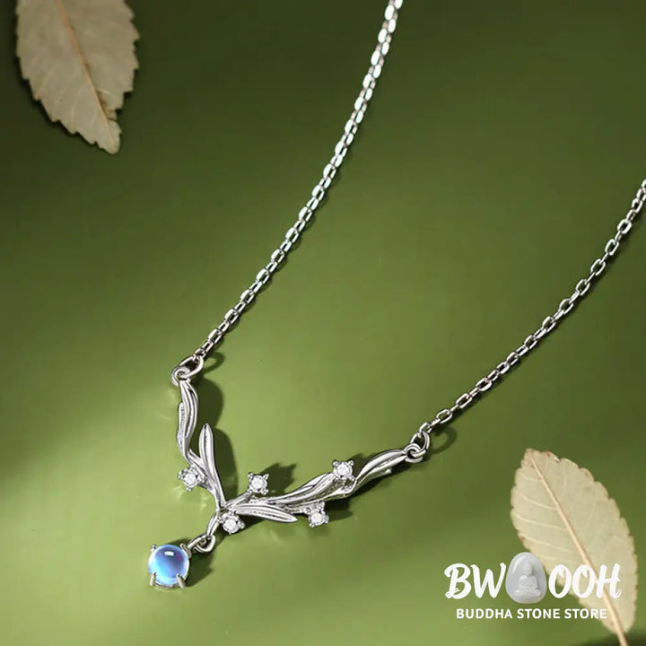 Buddha Stones 925 Sterling Silver Mistletoe Keep Away Evil Spirits Necklace Pendant - BWOOOH - 925 Sterling Silver