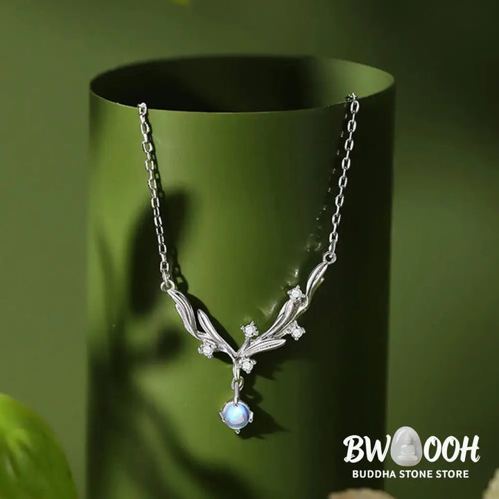 Buddha Stones 925 Sterling Silver Mistletoe Keep Away Evil Spirits Necklace Pendant - BWOOOH - 925 Sterling Silver