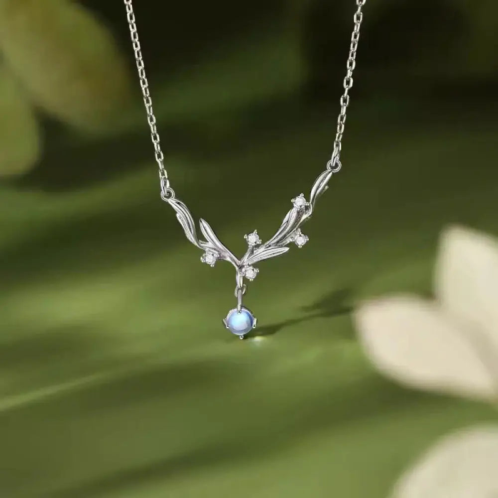 BWOOOH 925 Sterling Silver Mistletoe Keep Away Evil Spirits Necklace Pendant - BWOOOH spiritual jewelry inspired by Drolma