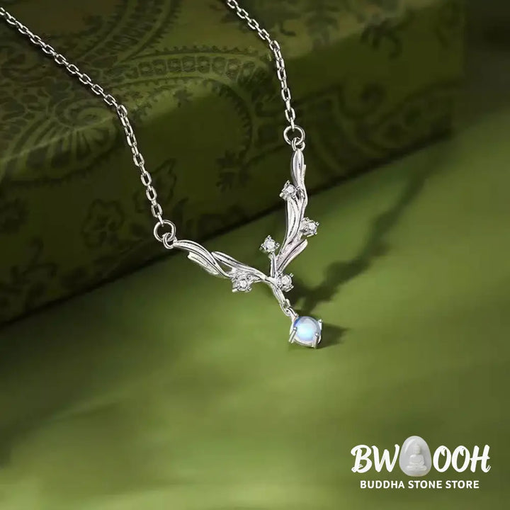Buddha Stones 925 Sterling Silver Mistletoe Keep Away Evil Spirits Necklace Pendant - BWOOOH - 925 Sterling Silver