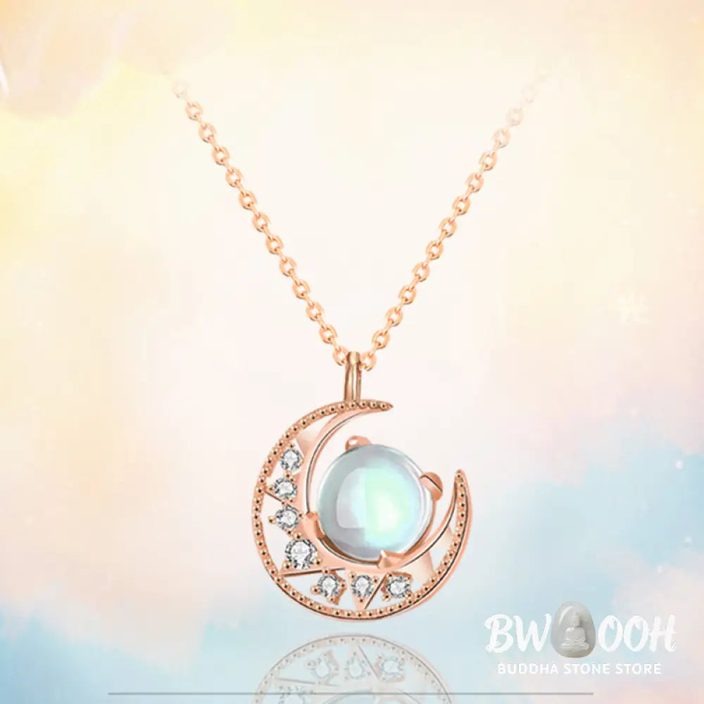 Buddha Stones 925 Sterling Silver Moonstone Moon Pattern Love Necklace Pendant - BWOOOH - Moonstone (Love ♥ Calm)