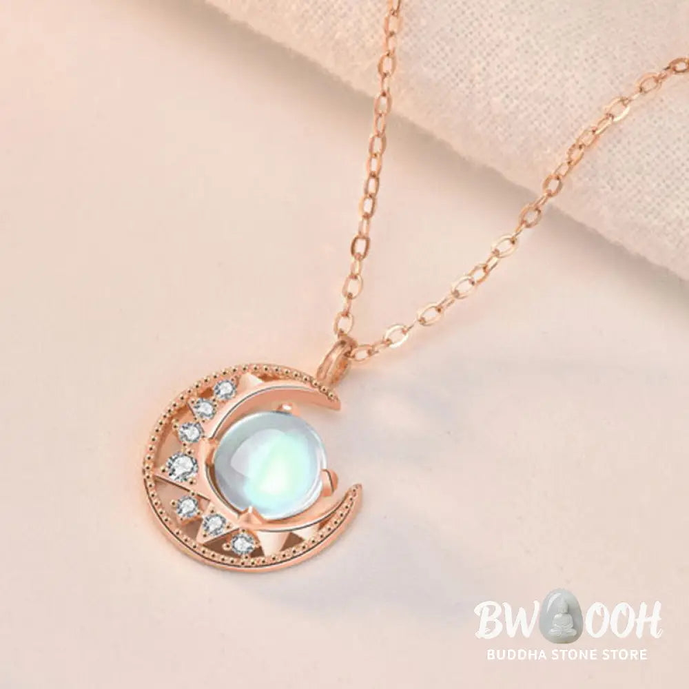 Buddha Stones 925 Sterling Silver Moonstone Moon Pattern Love Necklace Pendant - BWOOOH - Moonstone (Love ♥ Calm)