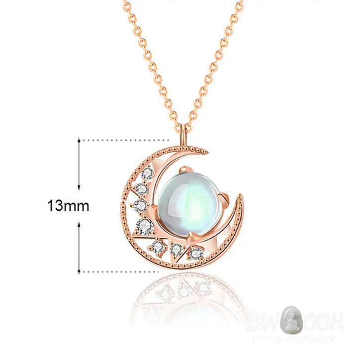 Buddha Stones 925 Sterling Silver Moonstone Moon Pattern Love Necklace Pendant - BWOOOH - Moonstone (Love ♥ Calm)