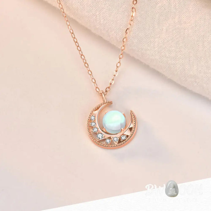 Buddha Stones 925 Sterling Silver Moonstone Moon Pattern Love Necklace Pendant - BWOOOH - Moonstone (Love ♥ Calm)