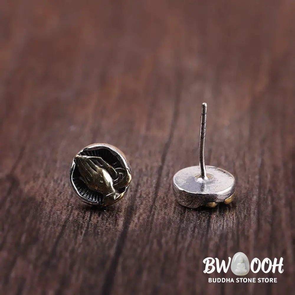 Buddha Stones 925 Sterling Silver Namaste Equality Stud Earrings - Namaste(Bow with respect&amp;Connection) - Earrings